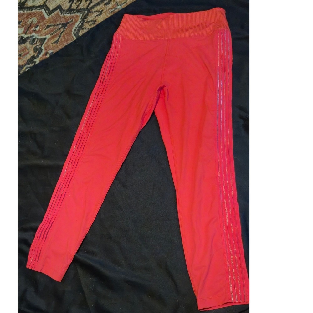 Victorias Secret PINK Ultimate Leggings Coral Pink Iridescent Stripe Medium